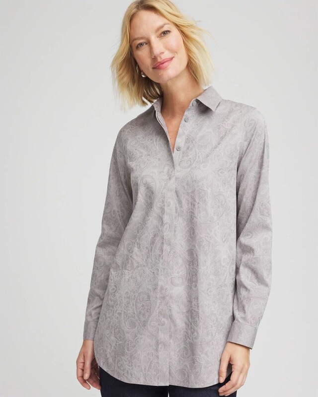 No Iron Lace Jacquard Stretch Tunic